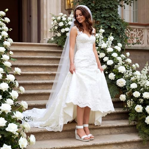 DREAM PAIRS Women's Open Toe Buckle Ankle Strap Platform Wedge Sandals Summer Shoes. - color: White/Pu, size: 6