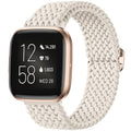 Maledan Braided Bands Compatible with Fitbit Versa 2 and Fitbit Versa for Women Men, Breathable Stretchy Bracelet Replacement Wrist Band for Versa 2/ Lite/ SE Strap, Apricot - color: 2-Lunar White