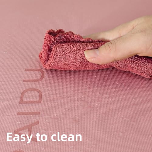 PAIDU Yoga Mat Non Slip Anti-tear,extra thick-2/5 inch（10MM）High Resiliency Professional POE Yoga Mats for Women Men Kids,72"x24"inch,Workout, Yoga, Pilates and Floor Exercise, with Carrier Strap - color: Pink + black