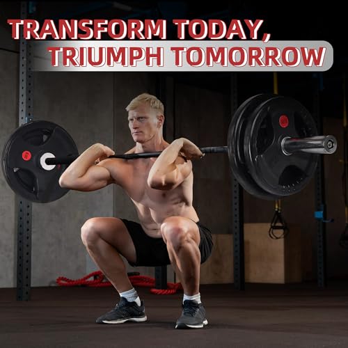 Fitvids 2 Inch Olympic Barbell Weight Plates and Bar Set, 5 FT Barbell Bar and 95 LB(2.5-25 LB) Barbell Weight Set for Home Gym Strength Training - style: 35LB Set with Bar