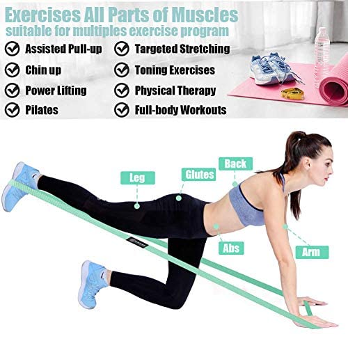 Long Resistance Bands for Working Out Women, Fabric Resistance Band, Stretch Bands for Exercise Bands Resistance Bands Set for Physical Therapy, Elastic Bands for Exercise - color: Pink/Mint/Gray/Black