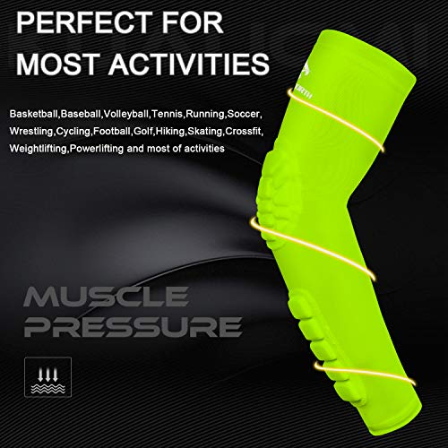 2PCS Padded Elbow Forearm Sleeves Compression Arm Protective Support - color: Green Padded Elbow Forearm, size: Small