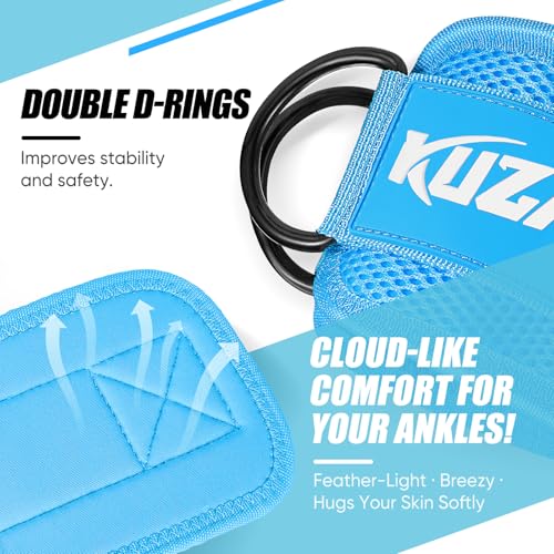 KUZARO Ankle Resistance Bands with Cuffs, Ankle Weights Bands for Working Out, Women Leg and Glutes Workout Equipment, Exercise Bands for Kickbacks, Butt and Booty Trainer, Home Gym Fitness Equipment - color: Blue