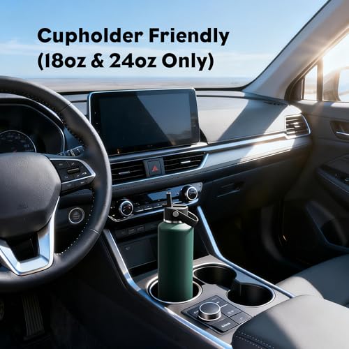 POWCAN 18 oz Water Bottle Insulated: Leakproof Lid with Straw, Lightweight, Flex Cap, BPA-Free, Stainless Steel Water Bottle for Office, Trekking, Commute, Worker, Walking, Cycling (Fir Green) - color: Fir Green, size: 18 Ounces