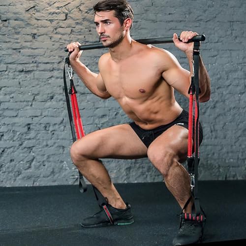 Pilates Bar Kit with Fitness Bands,Pilates Yoga Home Gym Equipment,Offers Adjustable Levels,Latex Pilate Workout Equipment for Legs Hip Waist Arm Exercise Women and Men