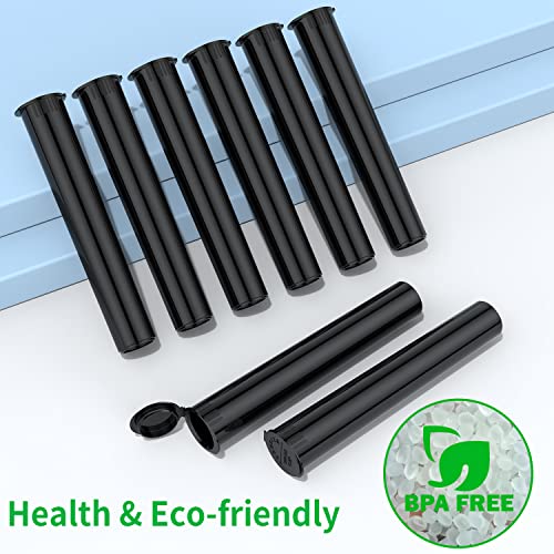 Urekt 100 Pack 116mm Tubes Black Plastic Pop Top Pill Storage Tubes, Child Resistant Waterproof Pill Plastic Tube Pill Container Medicine Holder BPA Free