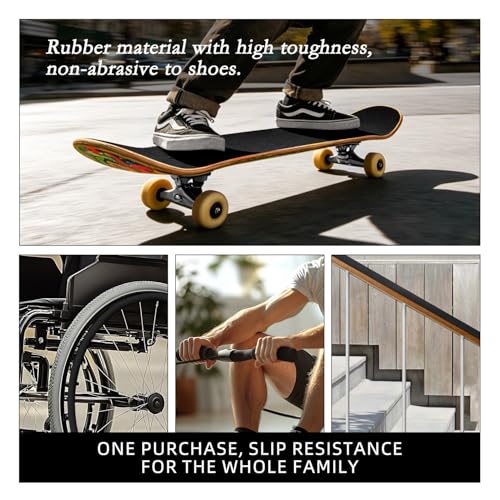 WELSTIK 9" x 16.4FT Rubber Skateboard Grip Tape - Extra Wide Anti-Slip Traction Sheet, Non-Abrasive Shoe Friendly Grip Tape for Skateboard Decks, Scooters, Tool Handles, and Stairs - Black - size: 9inch*16.4ft