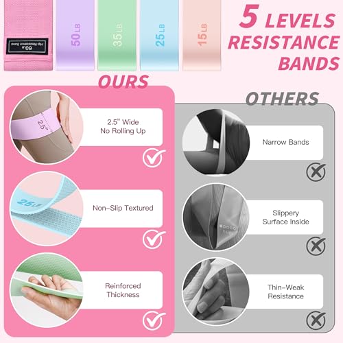 NANATI Pilates Kit, Home Pilates Workout Kit for Women, Pilates Equipment with 14.5" Pilates Ring and Ball, Resistance Bands, Ankle Weights, Sliders & Grip Socks for Home Workouts - color: Pink