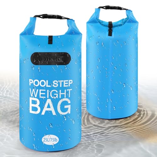 75 lb Heavy Duty Pool Ladder Weights - 2 Pack Pool Step Sand Bags for Above Ground Pools, Waterproof 500D PVC, Tear-Resistant Pool Stair Stabilizer to Prevent Floating, Sky Blue - color: Sky Blue, size: 75 lb