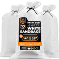 Xpose Safety Heavy Duty Sand Bags with Tie Strings – Empty Woven Polypropylene Sandbags for Hurricane Flood Protection, 100 lb Capacity, 14" x 26", White, Pack of 10 - color: White, size: 10 Sandbags