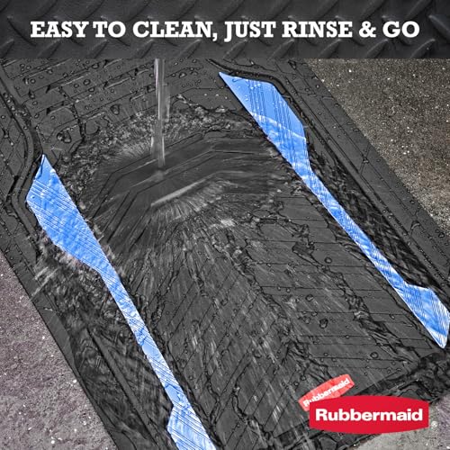 Rubbermaid Car Floor Mat, Heavy Duty All-Weather Car Mats Full Set with Dual-Tone Blue Aluminum Inserts – Universal Fit, Anti-Slip Backing, Trim-to-Fit for Most SUV, Sedan, Van - color: Blue
