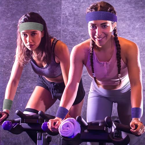 BEACE Sweatbands Sports Headband for Men & Women - Moisture Wicking Athletic Cotton Terry Cloth Sweatband for Tennis, Basketball, Running, Gym, Working Out - color: Black/Gray/Maroon