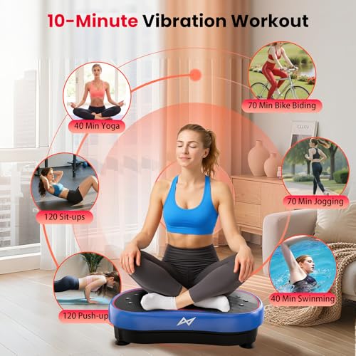 AXV Vibration Plate Fitness Platform Exercise Machine Vibrating Shaking Full Body Shaker Workout Vibrate Stand Shake Board Sport for Weight Loss Fat Burner for Gym Home Office - color: BASIC.BLUE