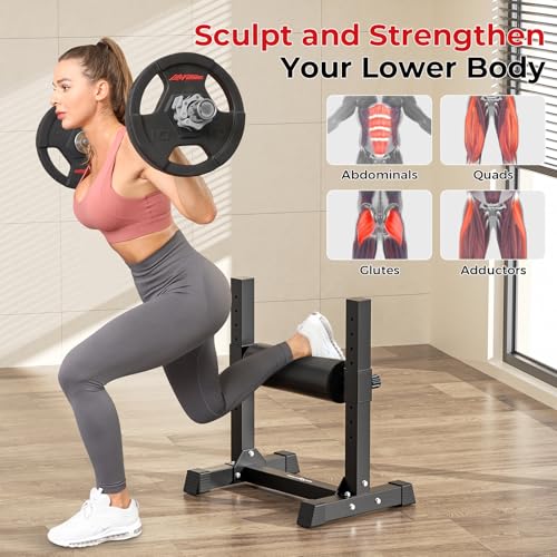 BODYRHYTHM Bulgarian Split Squat Stand, Single Leg Squat Roller Stand with 9 Adjustable Roller Heights for Squats, Leg Lunges, Lower Body Training. - color: Black