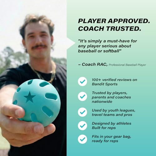 Bandit Sports Popper Softballs, Made of Impact-Resistant and Rebounding Material, Perfect Practice Softballs & Softball Hitting Ball Training, 6 Pack
