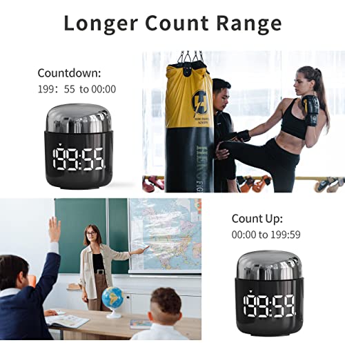 Digital Kitchen Timer,Countdown Countup Timer with Large LED Display Volume Adjustment,Timer for Cooking, Classroom Time for Kids and Teachers. (Silver) - color: Silver