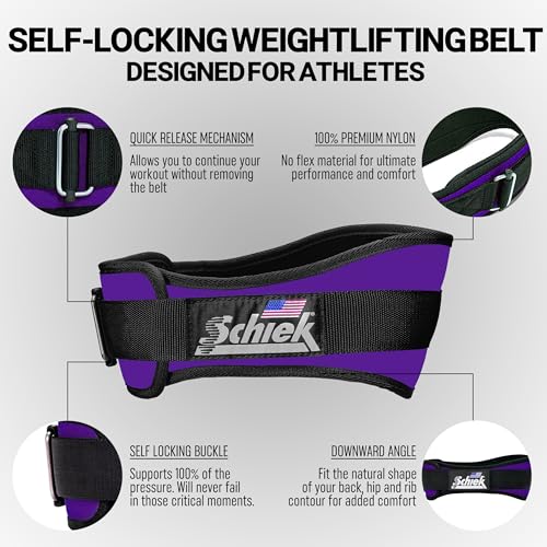 Schiek Sports 2006 Nylon 6 Inches Weight Lifting Belt - Support Belt for Power Lifting - color: Purple, size: X-Small