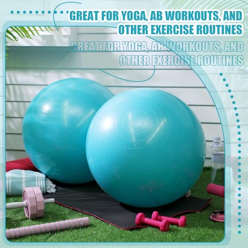 Leyndo 4 Pcs 26 Inch Yoga Exercise Ball Pilates Pregnancy Birthing Fitness Ball with Quick Pump Anti Burst for Improved Posture, Balance, Yoga, Pilates, Training - color: Turquoise Color