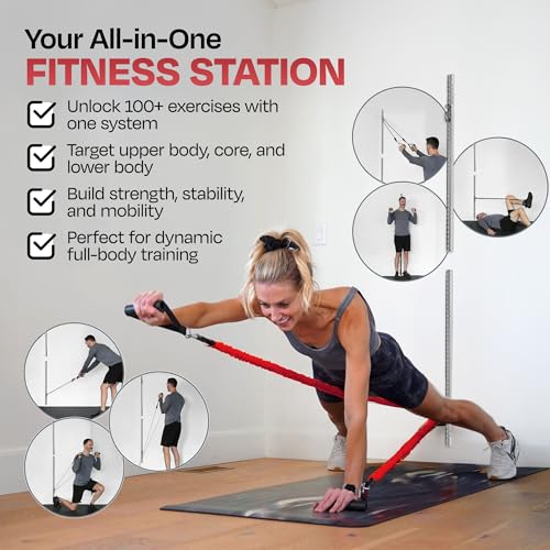 Aluminum Wall-Mounted Anchor Fitness System - Adjustable, Multi-Functional, Space Saving Home Gym Solution for Strength Training, Workout Goals | 100+ Exercises, Easy Installation, 300lbs Capacity - color: Pack of 2 - Silver