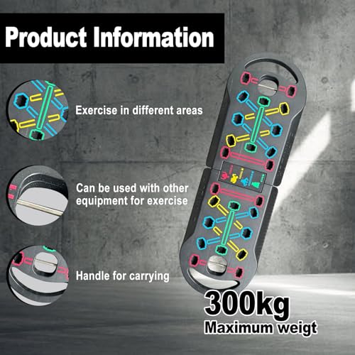 HOTWAVE Push Up Board with Twister Arm Exerciser, Portable Foldable 20 in 1 Push Up Bar at Home Gym & Adjustable Spring Workout Bar, Forearm Triceps Chest Enhanced Exercise Strengthener