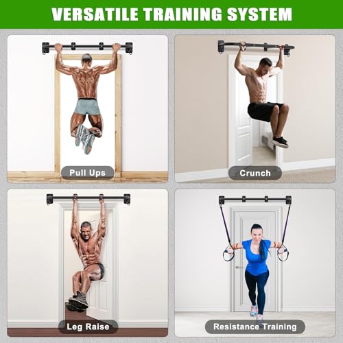 SELEWARE Heavy Duty Wall Mount Pull Up Bar, Joist Mount Chin Up Bar for Doorway, Sturdy Steel Construction, w/Resistance Band Hooks, Fits 32"/36" Wall Studs for Home Gym Strength Training - size: A: 36" x 1.3" Dia Grip