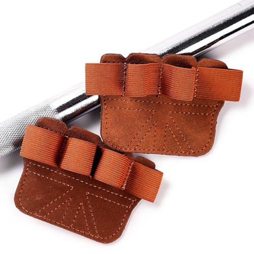 SUJAYU Leather Weight Lifting Gloves, Lifting Grips Weightlifting Gloves for Men Women, Weight Glove Gym Glove for Weightlifting Deadlifts Exercise - color: Brown