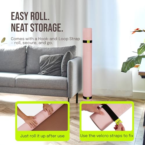 Gogokiwi Large Yoga Mat (6'x4') – 1/4" & 1/2" Thick Exercise Mats for Home Workout, Extra Wide Workout Mats for Home Gym, Yoga, Pilates, Stretching, Floor & More - color: Rose Latte, size: Standard (1/4 Inch Thick)