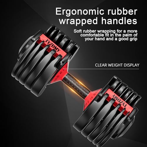 TYZDMY Adjustable Dumbbells Set of 2，Free Weights Dumbbells Set | Adjustable Dumbbell Set，52.5 lbs pair 105 lbs，15 in 1，for Men/Women Gym Equipment for Home Strength Training Equipment
