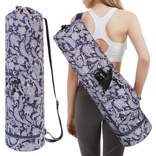 sportsnew Yoga Mat Bag with Water Bottle Pocket & Wet Pocket for Women | Yoga mat carrier fits 1/8"-3/8" yoga mats, quick-access multi-pocket organization, lightweight for gym, Pilates & studio - color: Phoenix Feather, size: Medium