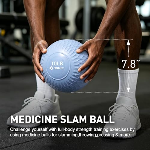 Slam Ball Medicine Ball Weighted Balls for Exercise and Workout, Strength, Cardio, Cross-Training and Core Workouts - color: Blue, size: 10 LB
