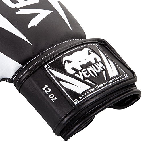 Venum Elite Boxing Gloves - color: Black/White, size: 12-Ounce