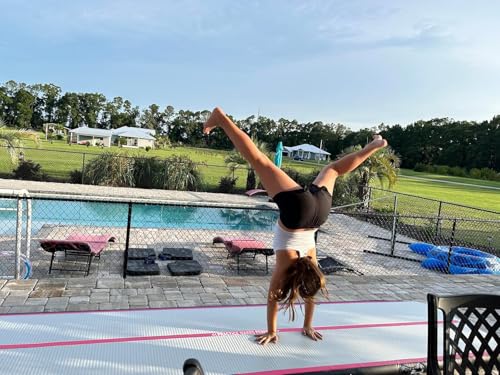 VOFiTNY All Purpose Gymnastics Mat 6.6/10/13/16/20 ft Sturdy Inflatable Tumble Track for Home/Gym - color: Pink/Black, size: 16ft*3.3ft*4inches(5m*1m*0.1m)