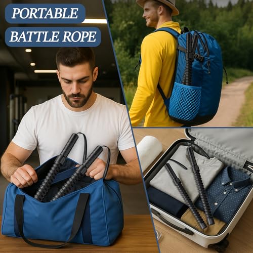 Ropeless Battle Ropes for Exercise Workout Rope, Portable Workout for Home Gym, Exercise Battle Ropes for HIIT Workouts, Low-Impact Cardio Training (2 Ropes) - style: 2 Ropes