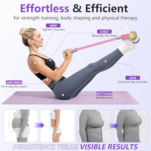 Upgraded Pedal Resistance Band with Handle, Soft Durable Fashion Puller Exercise with Thickened 6 Tension Ropes, Tube Pedal Resistance Device for Abdomen, Waist, Arm, Leg, Core/ABS - color: Gray & Pink