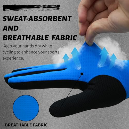 VXW Bike Gloves for Men Women Cycling - with Reflective Strips &Anti-Slip Shock-Absorbing Pad for Bicycle/Mountain Bike/Workout/MTB/Gym - color: Sapphire Blue, size: Medium