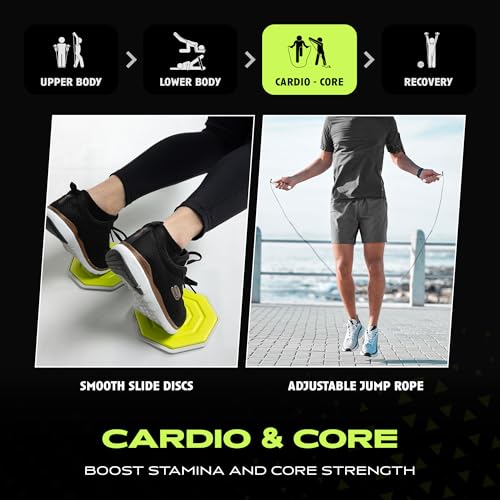 Ex Kit Home Gym Equipment with Carry Bag - 10Pcs Resistance Bands Kit with Handles, Door Anchor, Jump Rope, Booty Bands & More – Full Body Workout Bands Set for Strength, Cardio & Flexibility - color: Gray