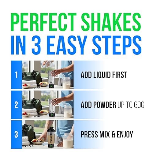 VELOMIX Electric Protein Shaker Bottle - 24 oz | USB-C Rechargeable | Leak Proof Shaker Cups for Protein Shakes | Portable Blender for Shakes and Smoothies (Electric - Black) - color: Electric - Black