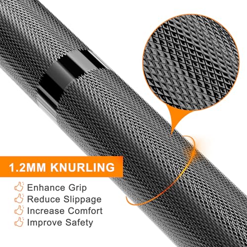 Holleyweb 2 Inch EZ Curl Bar for Biceps, Squats, Bench Press - Olympic Bar for Weightlifting & Powerlifting - color: Black, size: 86.6in/500lbs