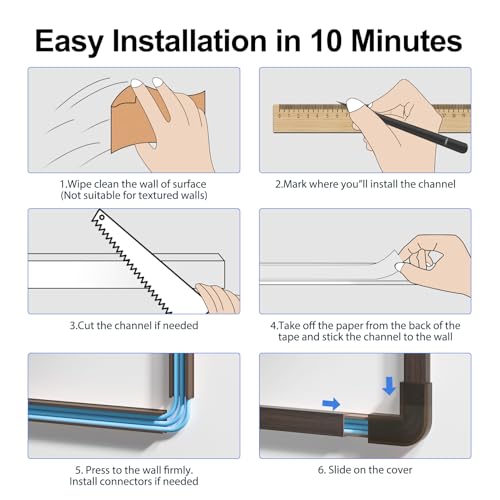 Yecaye Cord Hider, 113in Medium Cord Covers for Wires on Wall, Cord Organizer for 2-3 Wires, Easy Install Cable Management Kit, TV Cable Hider for Home Office, W0.95in H0.55in, Darkwood - color: Darkwood, size: 113in L x 0.95in W x 0.55in H