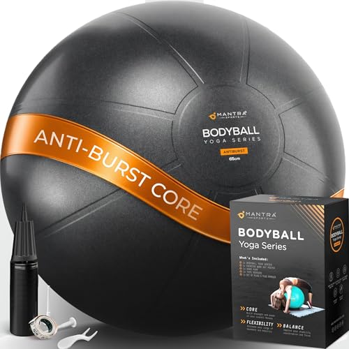 Exercise Ball – Yoga Ball for Pilates & Fitness - Birthing for Pregnancy, Stability, Core, Balance, Therapy for Physical Rehab, Workout for Home Gym & Office Chair, Fast Pump Included - color: Black, size: L (for Height 5'4" - 5'10")
