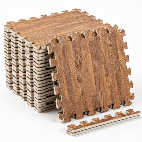 24 Pack EVA Interlocking Foam Floor Tiles, 11.8"x11.8"x0.4" Protective Gym Flooring Mats, Non-Slip Puzzle Exercise Mat for Home Gym, Garage, Playroom, Aerobic Bike - color: Dark Brown