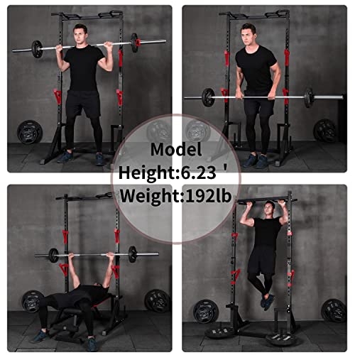 CANPA Multifunction Power Rack with Pull up Bar, Heavy Capacity and Adjustable Squat Stand Rack for Home Gym Equipment, Power Rack Cage - color: Black