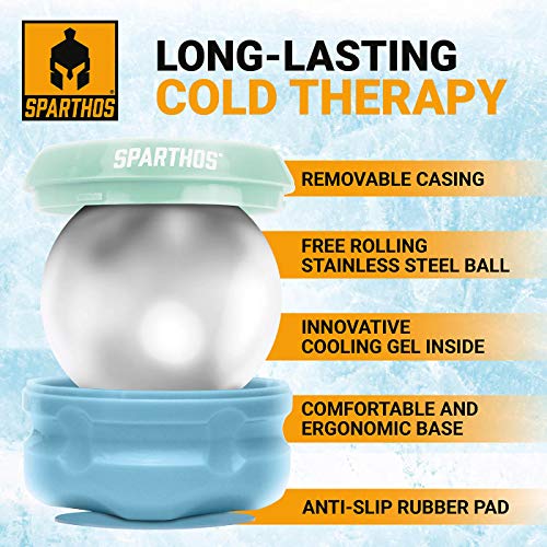 Sparthos Cold Massage Roller Ball - Fitness Cryosphere Massager - Cryo Cryocup Ice Massage Cups - for Muscle, Face, Body Muscles - Manual Polar Icing Cooling Balls - Freeze Tools (Mint/Blue, 70mm) - color: Electric Blue, style: 70mm (Pack of 1)