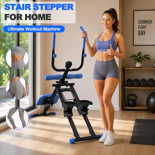 KINMAC 2 in 1 Stair Stepper & Ab Workout Machine - Multi-Function Trainer-Upgrade High-Efficiency Stairmaster & Ab Trainer Machine Full-Body Exercise Equipment for Home Gym Exercise - color: Black Blue