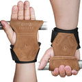 Weight Lifting Wrist Straps, Gym Straps Weight Lifting for Deadlift and Powerlifting, Double Layer Leather Wrist Wraps with Padded Cushion Wrist Loop, Weightlifting Grips for Men and Women - color: Brown