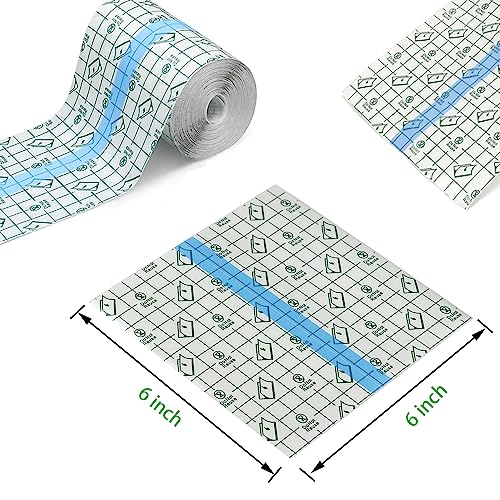 50 Pieces 6 x 6 in Stretch Waterproof Adhesive Bandages Transparent Film for Tattoo Aftercare and Skin Repair Adhesive Tattoo Supply Wrap - size: 6 x 6 Inch(Pack of 50)