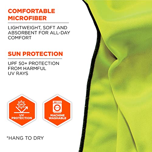 Ergodyne Chill Its 6602MF Cooling Towel, Soft Microfiber Material, UPF 50+,Lime,41" x 9.84" - color: Lime