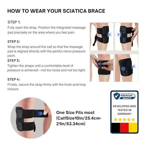Sciatica Pain Relief Brace with Dual Removable Pressure Pads – Adjustable Acupressure Knee Strap for Nerve Pain, Lower Back, Hip & Leg Pain Relief – Comfortable, Anti-Slip Support Band for Daily Use
