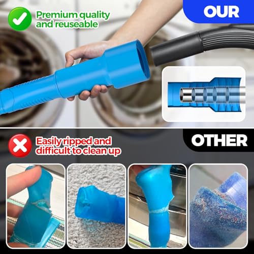 Holikme Dryer Vent Cleaner Kit 2Pack - Lint Vacuum Attachment & Brush | Blue Dryer Vent Vacuum Hose Attachment & Brush Reach Deep Traps - Remove Hidden Lint, Speed Drying & Reduce Fire Risk - color: Blue