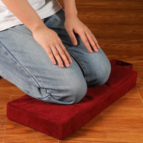 Colingmill Personal Prayer Kneeler Pad 18 3/4 Inch Christian Kneeling Pillow Microfiber and High Density Foam Personal Religious Prayer Kneeler Pad Pillow Bench for Kneeling Christian Gift(Burgundy) - color: Burgundy